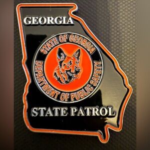 Police Georgia State Patrol Badge - Black and Orange